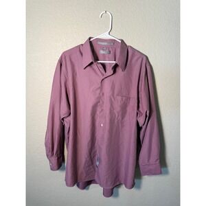 Geoffrey Beene Mens Purple Microfiber Long Sleeve Button Down Shirt Size 17